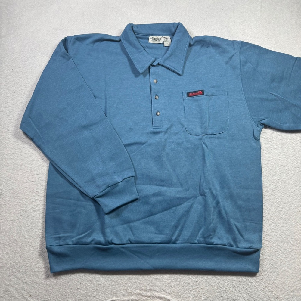 Windbreaker Polo Sweatshirt Mens XL Blue NWOT Long Sleeve Collared Vintage